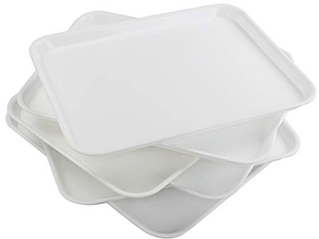 Sosody Plastic Extra Large Fast Food Serving Trays, White, 6 Packs