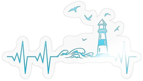 Spreadshirt Küste Meer Leuchtturm Herschlag EKG Moin Sticker, max. 10 x 10 cm, 10 x 10 cm, Transparent glänzend