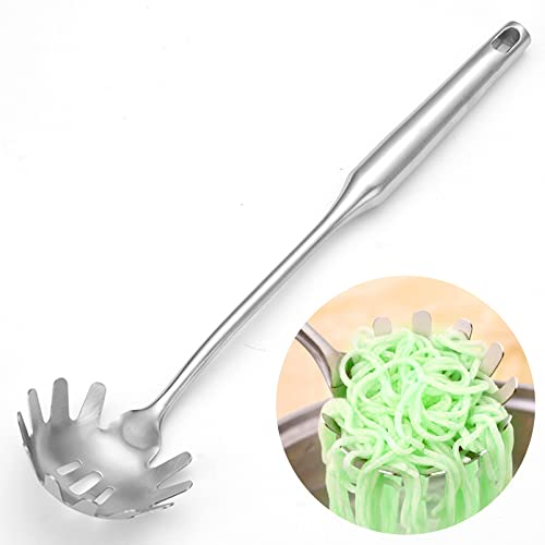 YHSWIN Spaghetti Spoon Stainless Steel, 35cm Spaghetti Server Pasta Server Spoon, Easy and Convenient to Pick up The Pasta, Remove Excess Water Quickly