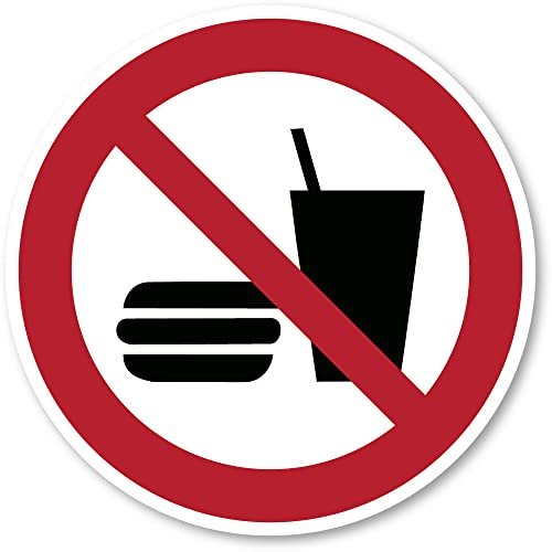 Essen und Trinken verboten, Verbotszeichen: P022 - DIN EN ISO 7010 / ASR A1.3 - Aufkleber: Ø 20 cm, 1 Stück