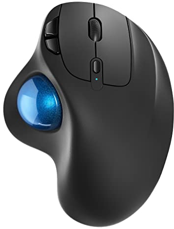 Nulea M501 Wireless Trackball Mouse, Rechargeable Ergonomic, Easy Thumb Control, Precise & Smooth Tracking, 3 Device Connection (Bluetooth or USB Receiver), Compatible for PC, Laptop, Mac, Windows.