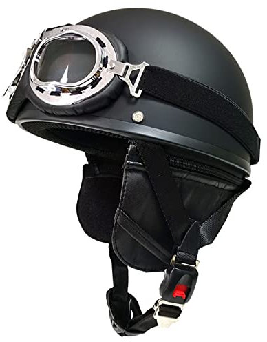 Retro Ouvert Demi Casque Homme Femme Jet Casque ECE Homologué Adultes Casque Bols avec Lunettes Taille Réglable Fashion Casquette Baseball,pour Cruiser Scooter 2,S:55-56CM