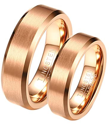 ANAZOZ Wolfram Ringe Eheringe, Trauringe Personalisierte gr.60 und gr 60 Rose Gold Ring Breit 6mm Abgeschrägte Kante