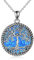 YAFEINI Baum Des Lebens Halskette 925 Sterling Silber Blauer Opal Baum Des Lebens Anhänger Halskette Stammbaum Schmuck Für Frauen Mädchen Geschenke
