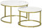 HOMCOM Lot de 2 Tables Basses gigognes Tables Rondes Plateau Blanc Aspect marbre et Pied en Acier doré