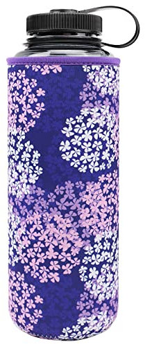YR Reusable Neoprene Insulator Sleeve Holder for Nalgene, Water Bottle Cooler, Sleeve fits 48oz (Hydrangea)