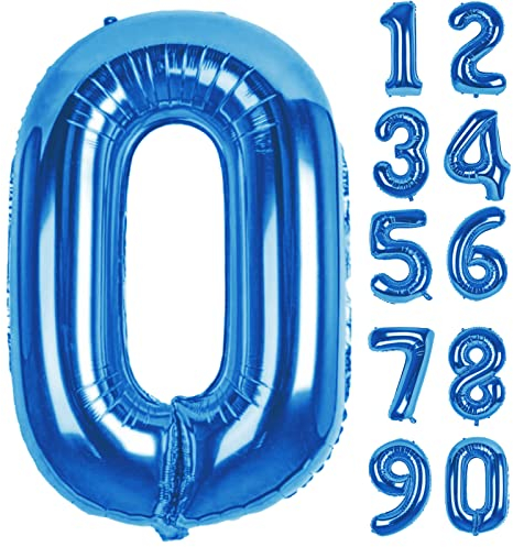 Luftballon 0. Folienballon Geburtstag Zahlen Luftballons,Blau XXL Riesen Zahl 0. Helium Ballon für Mädchen Junge Mann Frau 0. Geburtstagdeko Babyparty Jubiläum Festival Unternehmen Deko Zahlenballons