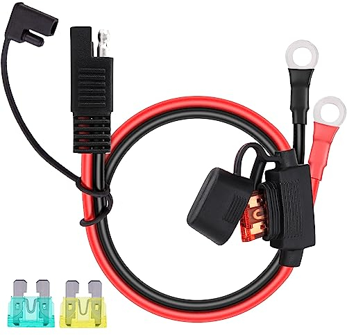 Dongge 10AWG Wire SAE to O Ring Clamp, SAE Battery Connector, 40A 2 Pin Quick Connect SAE Battery Cable Extension Wire for Solar Panel Automotive Marine Motorcycle Cars RV 2ft/60cm.