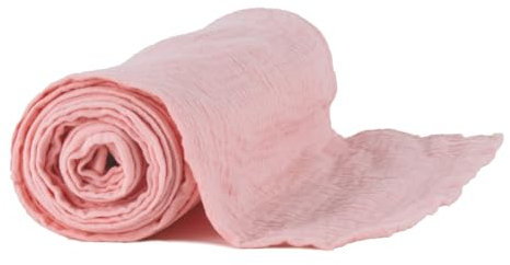Chemin de table en gaze de coton rose blush 300 x 30 cm