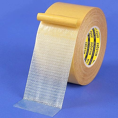 MILEQEE 1 Stück doppelseitiges Gewebeband,4.5cmx10m,hohe Haftkraft,starkes und robustes Teppichband,langlebiges Klebeband,Mehrzweck-Klebeband,einfaches Entfernen ohne Rückstände,leicht von abreißbar