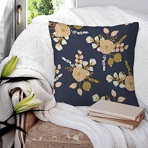 BBAUER Pillow Cases Throw Pillow Covers,Watercolor Gold Rosa Blush Noisette Modern Rose Floral Pattern Flower Drawn,Square Pillowcase 18x18 Cushion Pillow Cover for Decor Sofa Bedroom