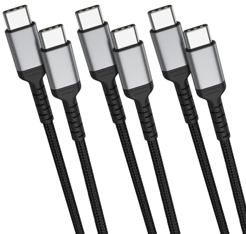 USB C auf USB C Kable 1M [3Pack], Nylon Ladekabel USBC 60W USB Typ C Schnellladekabel compatibel für iPhone 15/ 15Pro Max, Samsung GalaxyS23 S22 S21, iPad Pro/Air, Huawei, Pixel