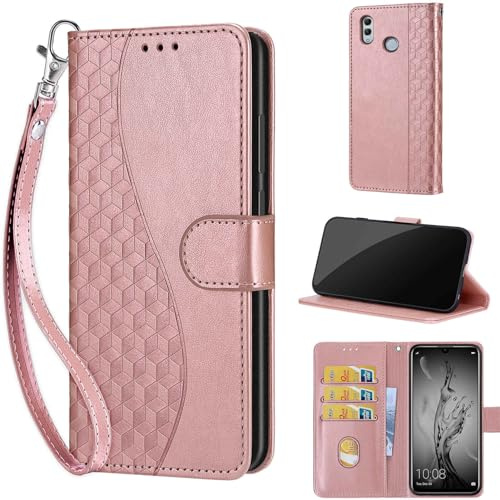 TOMYOU Cover per Huawei P Smart 2019 / Honor 10 Lite, Oro Rosa | Antiurto Custodia, Funzione Stand, Chiusura Magnetica, Slot per Schede, Pelle PU Flip Portafoglio