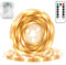 DBFAIRY Tira de luces LED, funciona con pilas, 2 m, 60 LED, batería con mando a distancia, temporizador, resistente al agua, para dormitorio, armario, hogar, fiesta, decoración (blanco cálido)
