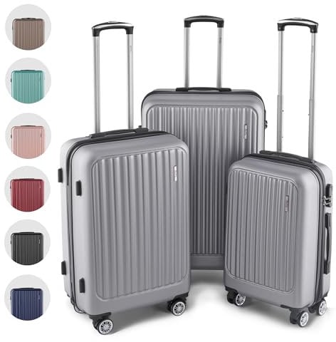 Easy Move ABS Hartschalenkoffer - Ergonomisch & Sicher - Trolley Koffer Set 3-teilig mit 360° Rädern, Zahlen-Schloss - Rollkoffer, Reisekoffer (Silver Gray, Kofferset)