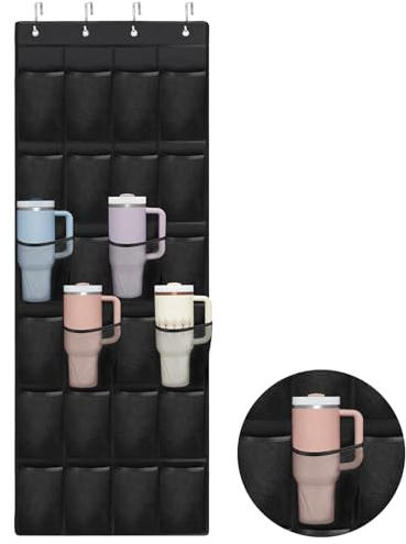 Mity rain Cup Organizer for Stanley Cup, 24 Pockets Large Capacity Cups Holder for Stanley Tumbler, Portable Foldable Hanging Bag for Cabinet Wall Door RV, Kitchen Storage Accessories for Stanley Cup