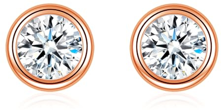 Deyanse Klein Ohrstecker Ohrringe, 925 Sterling Silber Ohrstecker für Damen Mädchen Kinder, Hypoallergen 5mm Rund Zirkonia Ohrstecker Ohrringe, Rosegold Schlafen Knorpel Ohrschmuck mit Geschenk Box