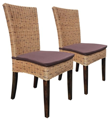 Amago home Esszimmer Stühle Rattanstühle Esstisch Stühle Wintergarten Cardine 2 Stück Cabana Korbstühle Farbe mit Sitzkissen