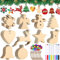 NEMMXUB Weihnachtsdeko Holz Weihnachten 100 Stücke Weihnachtsanhänger Tannenschmuck DIY Weihnachtsdekoration Holz Scrapbooking Holz Scheiben Weihnachtsbaum mit Juteseil zum selbst bemalen
