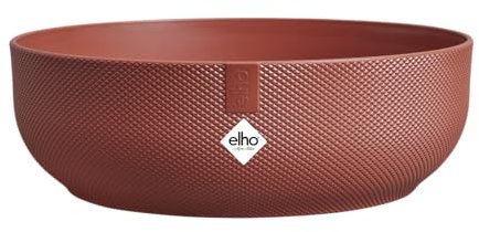 elho Jazz Bowl 28 - Blumentopf für Innen - 100% Recyceltem Plastik - Ø 27.5 x H 9.0 cm - Rot/Toskanisches Rot