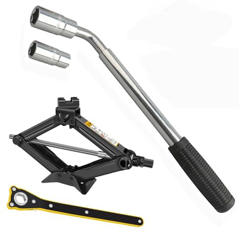 2T Scissor Jack for Car with Wheel Wrench and Ratchet, Ideal for SUV and Auto