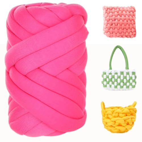 uyeoco Filato Gigante 250g Cotone Grosso Tubolare a Mano Gomitolo di Filato Chunky Yarn per Borse Coperte Cestini Nidi di Animali Domestici Artigianato Fai-da-Te(O18,1 roll(250g))