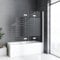 Duschwand für Badewanne faltbar 3 teilig 140 x 140 cm Schwarz Gestreift Badewannenfaltwand Duschtrennwand 6mm Nano Glas Duschabtrennung Badewanne, Weißer Rahmen