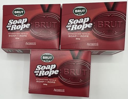 Brut Soap on a Rope Bundle. Brut Attraction Totale Soap on a Rope 150g Limited Edition 3 Pack. Mens Soap Bar, Woody Fragrance with Citrus Notes and White Musk