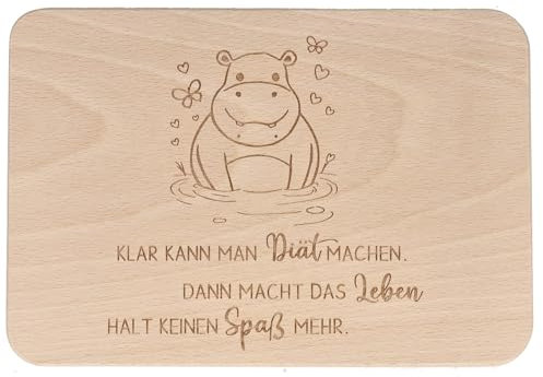 Spruchreif · Frühstücksbrettchen aus Holz mit Gravur · Brotbrett mit Sprüchen Geschenk zum Geburtstag · Klar kann man Diät machen...