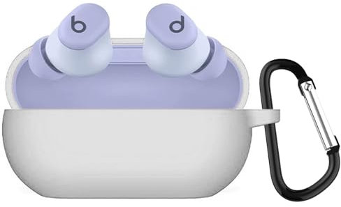 KANOYO Compatible with Beats Solo Buds,Full Body Protection Case,Supports Wireless Charging,Shock Resistant with Beats Solo Buds,With Carabiner (Grey)