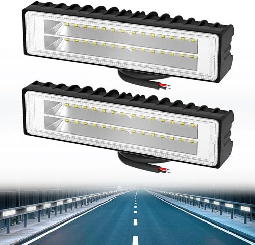 YRHome 54W Auto Bagger LED Arbeitsscheinwerfer Bar LED Scheinwerfer 12V 24V Led Balken Mit Kabelbaum Offroad Anhänger Traktoren LED Lichtbalken LED Lightbar Wasserdicht IP67 Schwarz - 2PCS