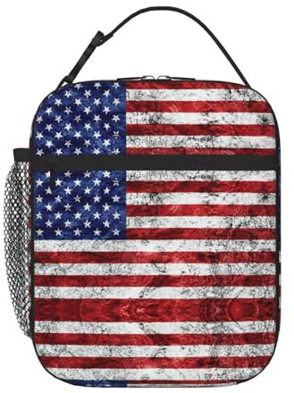 EdWal Lunchtasche mit amerikanischer Flagge, Motiv: Unabhängigkeit 4. Juli, große Kapazität, Lunch-Tasche für Damen und Herren, Lunch-Tasche für Erwachsene für Picknick