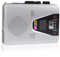 PopuLike Portable Cassette Player, AM/FM Cassette Player with Auto-Reverse Function, Cassette Recording, Built-In Mic and Speaker, 3.5mm Earphone Jack, Silver