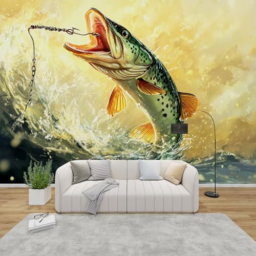 PaxGloz Fototapete Fisch Tapete Barsch Tapeten Vliestapete Modern Wandtapete Wohnzimmer Schlafzimmer Kinderzimmer Wanddeko Motivtapeten 100 x 70 cm (B x H)