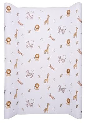 Wedge Changing Mat, Safari Zoo Animal Print Baby Changing Mat, Anti Roll Waterproof Raised Edges Comfortable Cushioned 70 x 50 x 10cm Wipe Clean Material