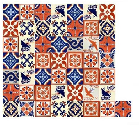 SMZhomeone 50 adesivi vintage per piastrelle floreali in PVC, impermeabili, decorativi per cucina, bagno, casa, 10 x 10 cm (ET303)