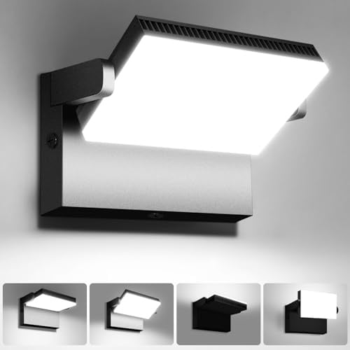 Kingwen 120W LED Wandleuchte außen,6000K,14000lm,Schwarz,360° drehbar | 6000K Kaltweiß,IP65,Aluminium;Außenlampe für Hauswand,Einfahrt,Garage,Hof,Terrasse,Lagerhalle,innen und außen