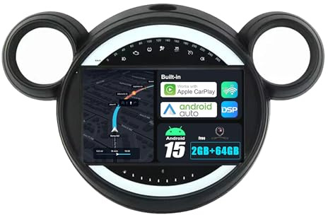 BXLIYER Android 14 IPS Autoradio Per BMW Mini Cooper R56 R60 (2007-2014) Navigation GPS Radio - 2G+32G - Senza fili CarPlay Android Auto - DAB Volante Dual-Band WiFi Bluetooth 9 Pollici 2 Din - Camera