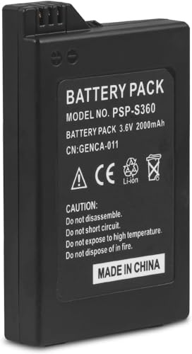 Battery for Sony PSP 2000/3000 PSP-S110 Console PSP-3001 PSP-3002 PSP-3000 PSP-3004 PSP-2001 PSP-2002 PSP-2003 Battery Replacement 2000mAh 3.6V Lithium Ion