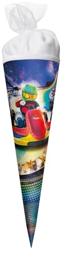 ROTH Mini Schultüte 22 cm Kart Race – kleine Zuckertüte zur Einschulung für Kinder, Geschenk für Geschwister