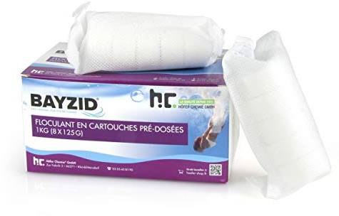 Höfer Chemie Flockkartusche Pool 16 x 1kg Bayzid - Flockungsmittel Pool - Filtert Verunreinigungen in Pool & Schwimmbad mit Sandfilteranlagen - Einfache Dosierung
