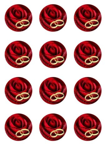 Muffinaufleger Cupcakes Muffins Zuckerpapier Hochzeit Rose Ringe HZ28
