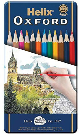 Helix Oxford Colouring Pencils in Metal Tin (Pack of 12)