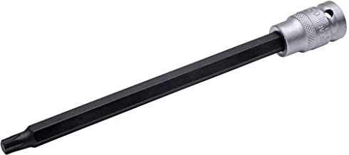 SW-Stahl 05395L Schraubendrehereinsatz, 1/2 Zoll T-Profil T45 x 200mm Bit | Langer Torx Einsatz aus Chrom-Vanadium-Stahl, 12,5mm Innen-Sechskant Antrieb, fuer schwer erreichbare TX-Schrauben