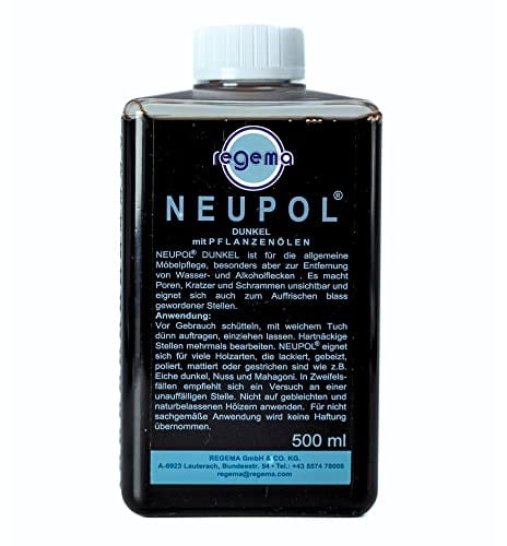 Neupol Dunkel Holzöl [500ml] Holzöl, Pflegeöl für Holzmöbel, Echtholz, Furnier, Möbelpolitur Holz, Möbelpflege Holz