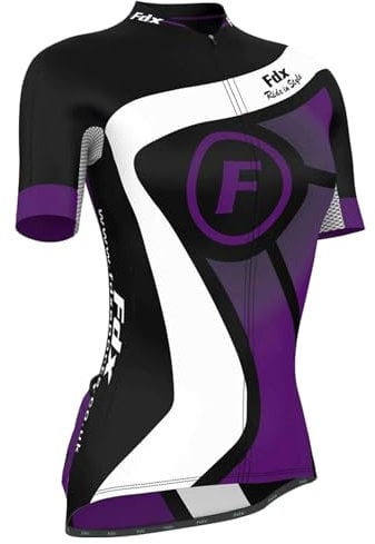 FDX Women’s Cycling Jersey - Breathable, Lightweight, Quick Dry Short Sleeve Cycle Tops - Full Zipper Bicycle Shirt with 4 Pockets, Running, MTB Racing, Ladies Outdoor Sports Clothes (Purple, Medium)