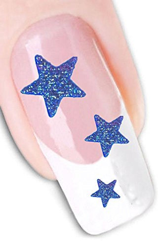Nail Art 3d Glitter Stickers - Stars (Blue)
