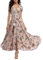 VOGMATE Womens Summer Maxi Dress Floral Boho Short Sleeve Split V Neck High Waist Drawstring Button Decoration Casual Cocktail Beach Pink