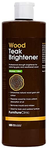 Furniture Clinic Teak Brightener - Dilutes to Make 1 Litre - Restores & Enhances Natural Wood Colour - Increases Absorption of Teak Oil - Great for Use on Outdoor Wooden Furniture - 500ml