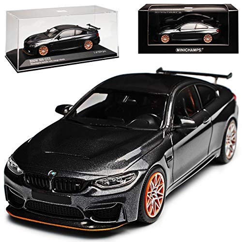 Defekte Vitrine B*M*W 4er M4 GTS F82 Coupe Grau mit orangenen Felgen Ab 2014 limitiert 504 Stück 1/43 Minichamps Modell Auto